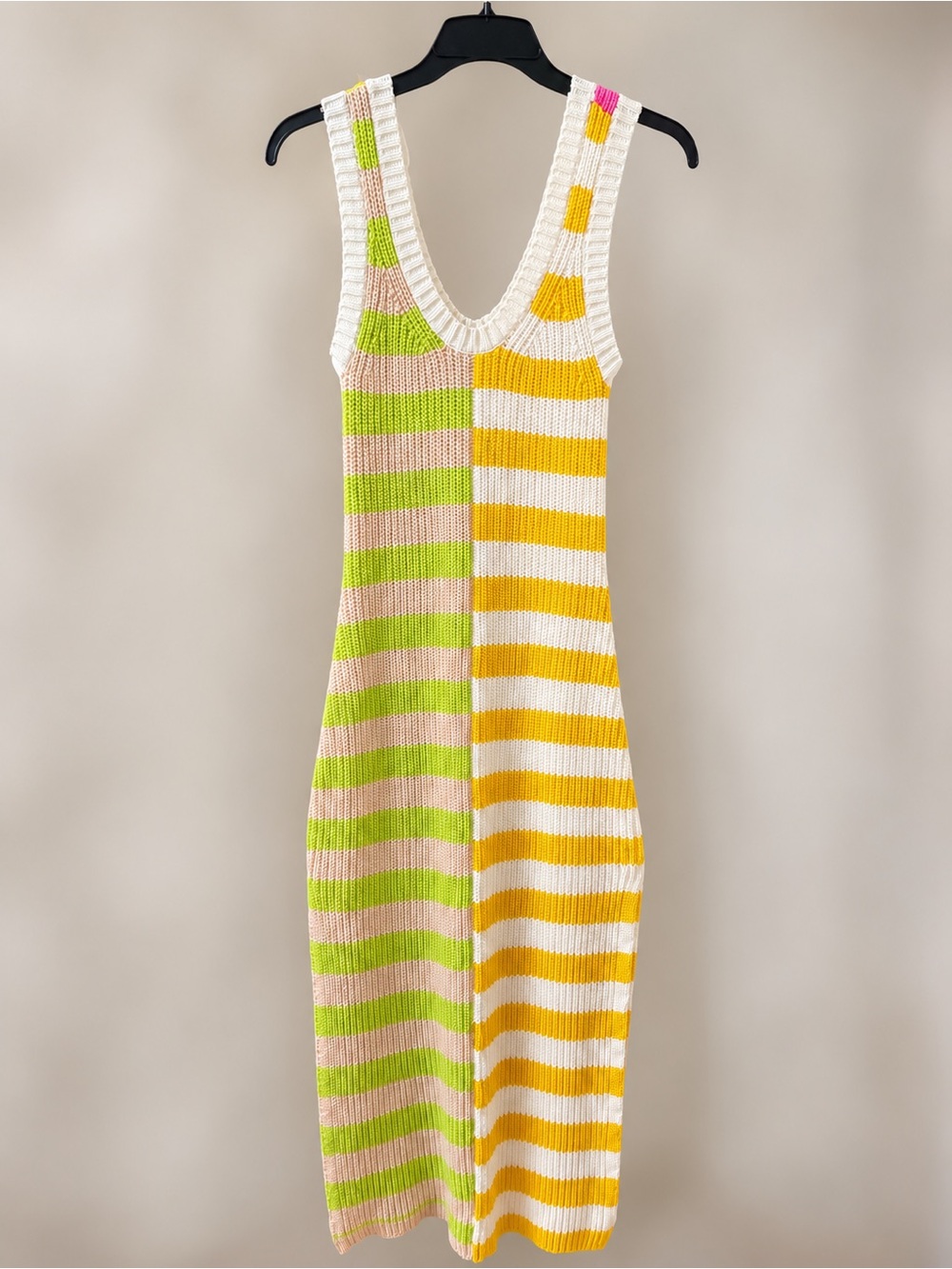 STAUD Seashore Striped Rib Knit Colorblock Midi Dress Small Resort - Picture 4 of 6